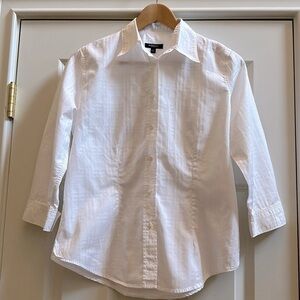 Burberry london cotton white button down 3/4 sleeve shirt top Small